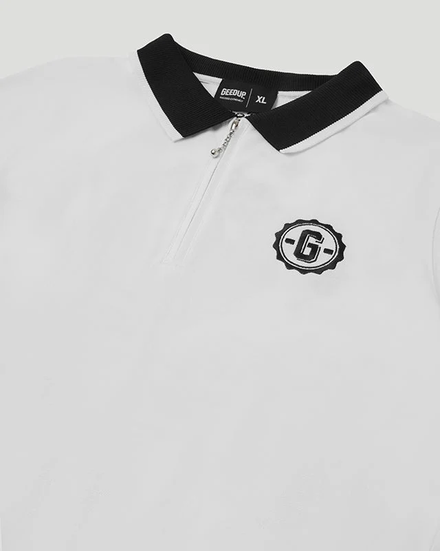 Cursive Pique Polo White - Image 3