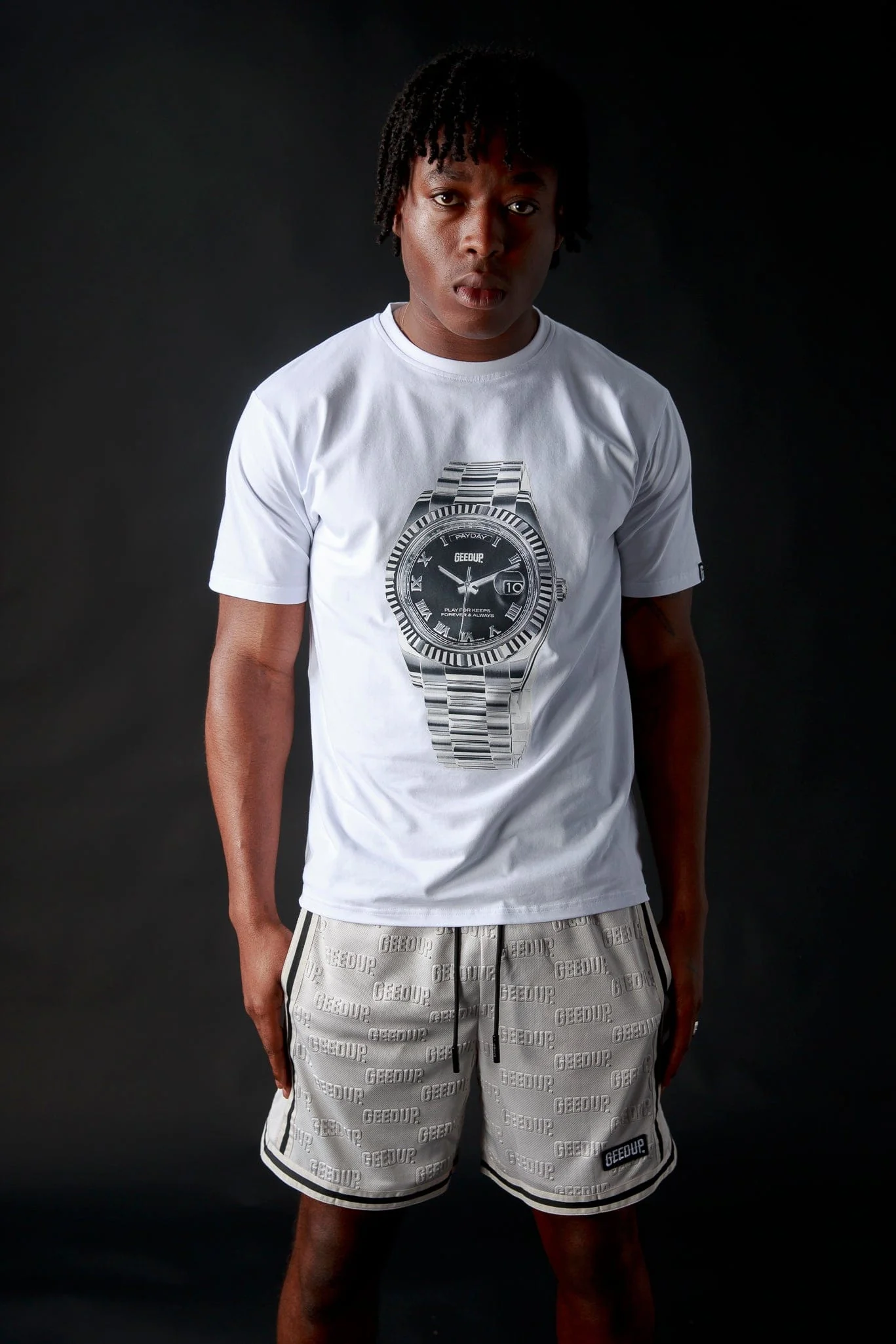 Emboss Mesh Shorts Stone Grey - Image 5