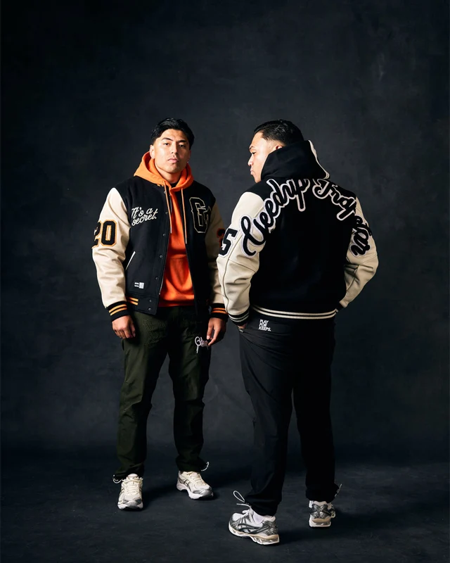 Geedup x Trapstar Letterman Jacket Black/Cream/Orange - Image 3