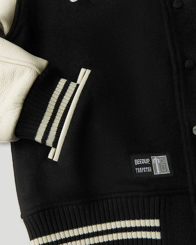 Geedup x Trapstar Letterman Jacket Black/White/Grey - Image 4