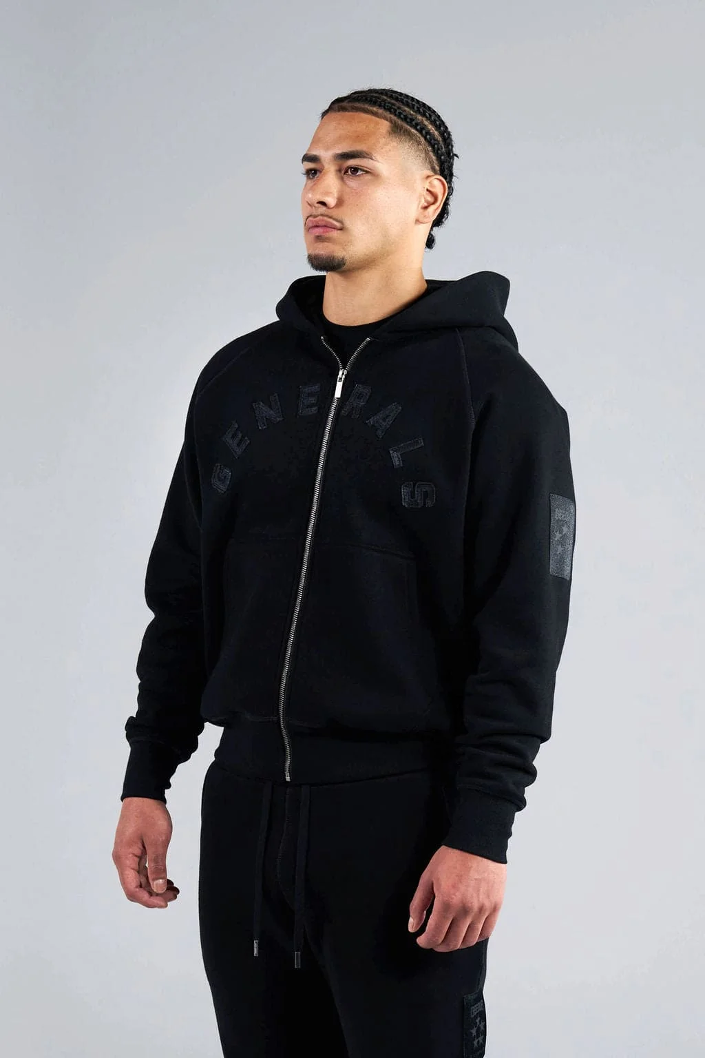 Generals Classic Fit Raglan Zip Hoodie Jet Black - Image 3