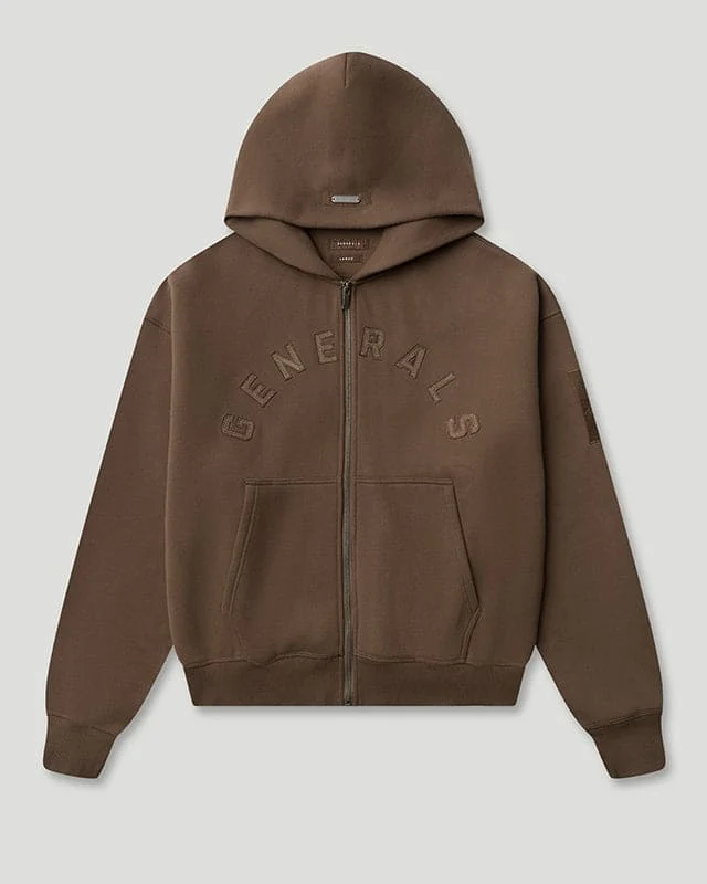 Generals Oversized Zip Hoodie Chestnut