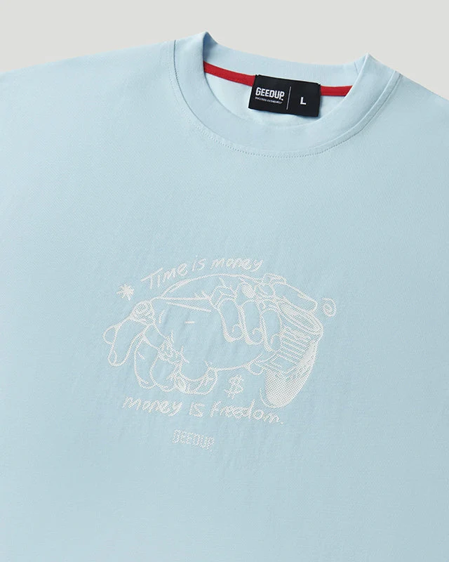 Time Is Money T-Shirt Cool Blue/White - Image 3